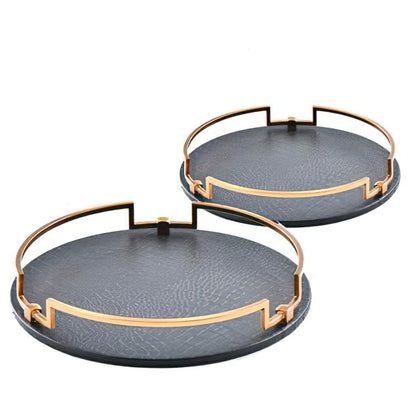 Metal Tray Gray Round Storage Smiple Snack Cake Desktop Jewelry Display Plate Photography Props Decoration Home Kitchen Supplies