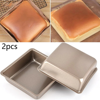 6PCS 4inch Cake Moulds Non-stick DIY Square Baking Pan Mold Kitchen Supply for Bread Loaf Pate Toast Cakes Quiche