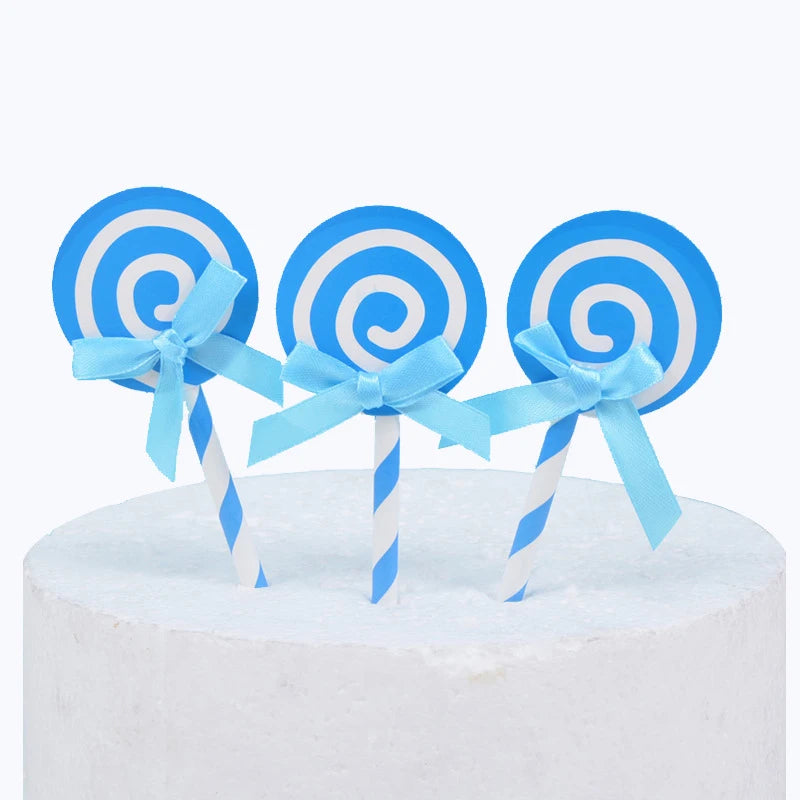6pcs Birthday Cake Card Lollipop Plug-in Birthday Party Dessert Table Plug-in Decoration Color Card DIY Baking Products