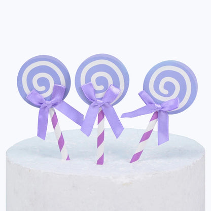 6pcs Birthday Cake Card Lollipop Plug-in Birthday Party Dessert Table Plug-in Decoration Color Card DIY Baking Products