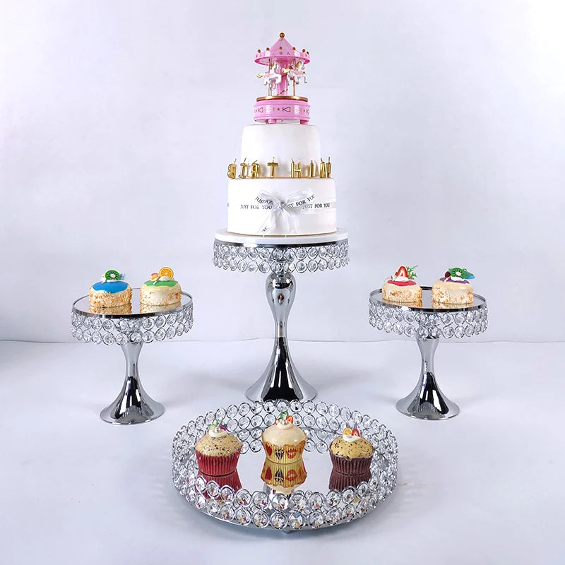 cake stand Wedding Plates Set Metal Round Party Dessert Crystals Cake Stand Cupcake  Stand  Cake Decorating Supplies 2020