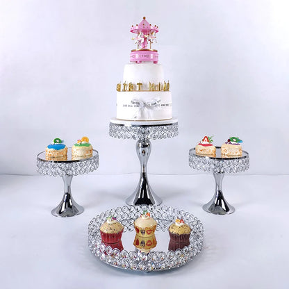 cake stand Wedding Plates Set Metal Round Party Dessert Crystals Cake Stand Cupcake  Stand  Cake Decorating Supplies 2020