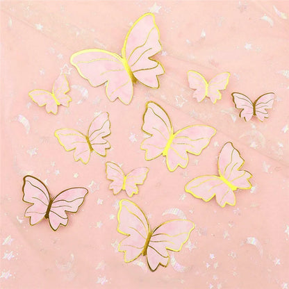 10Pcs Butterfly Cake Toppers Flags DIY Cupcake Topper Kids Girl Happy Birthday Wedding Party Baby Shower Baking Decoration