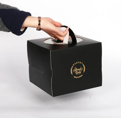 50pcs/lot 4 Colors 4/6/8/10 inch cake box With handle Kraft paper cheese cake box kids Birthday wedding home Party supply SN686