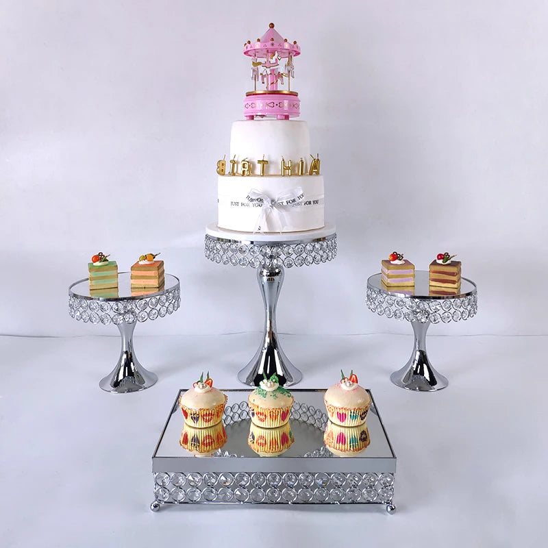cake stand Wedding Plates Set Metal Round Party Dessert Crystals Cake Stand Cupcake  Stand  Cake Decorating Supplies 2020