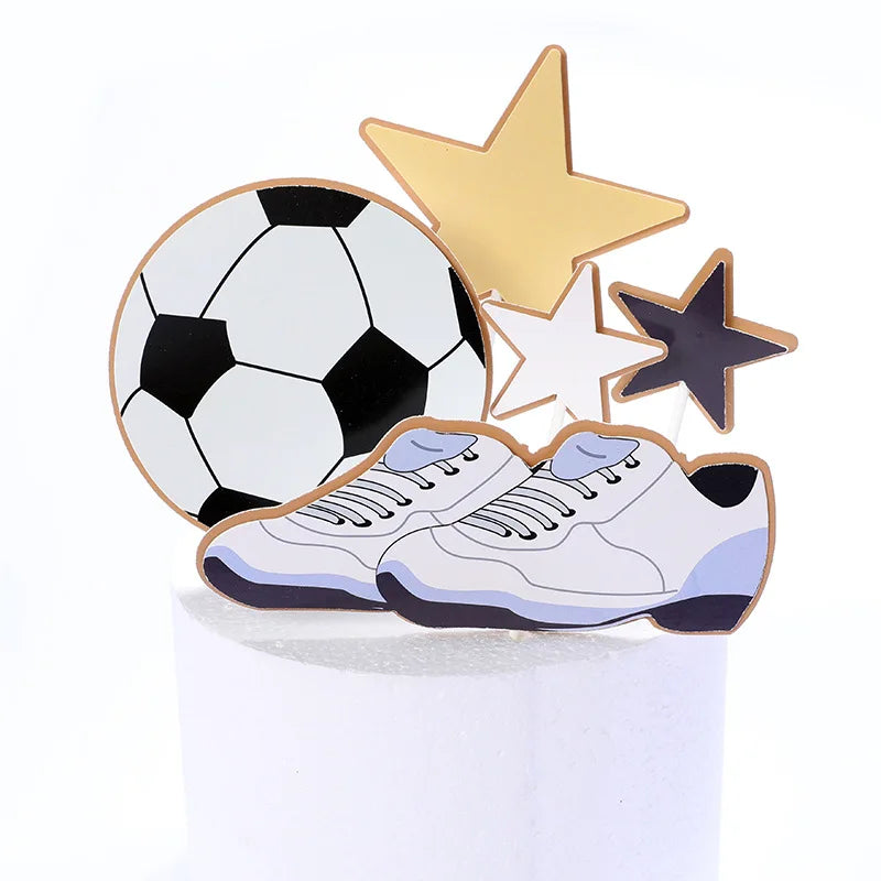 Cake Toppers Glitter DIY Basketball Football Set Cupcake Topper Cake Flags Kids Boys Birthday Wedding Bride Party Baking Decor