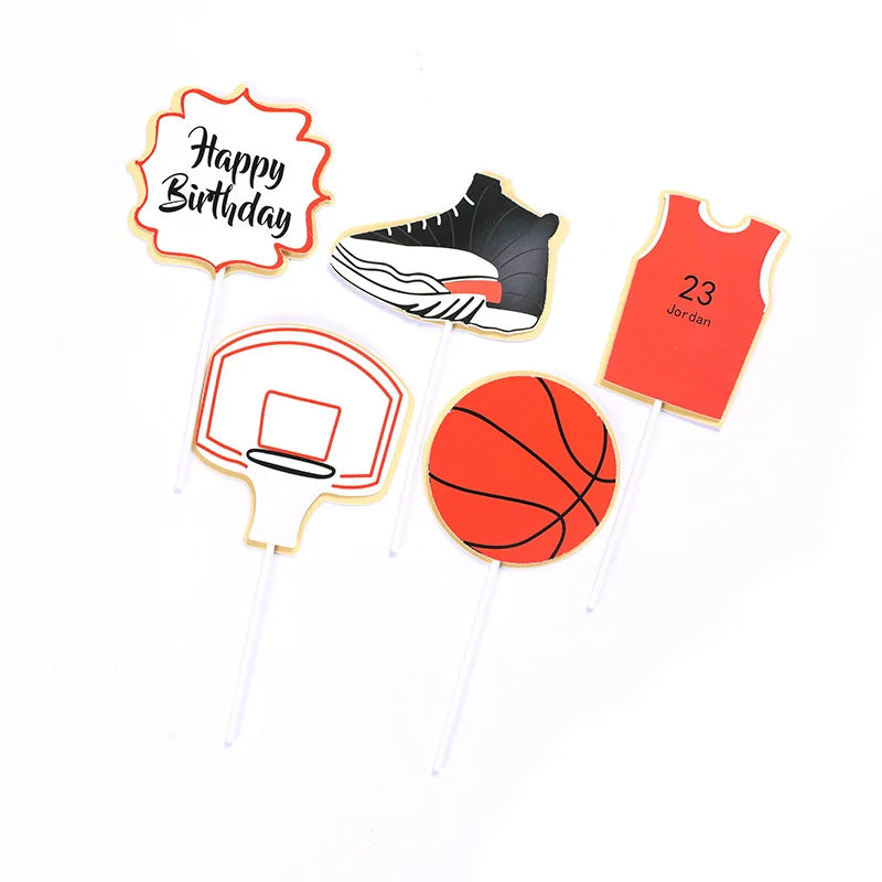 Cake Toppers Glitter DIY Basketball Football Set Cupcake Topper Cake Flags Kids Boys Birthday Wedding Bride Party Baking Decor