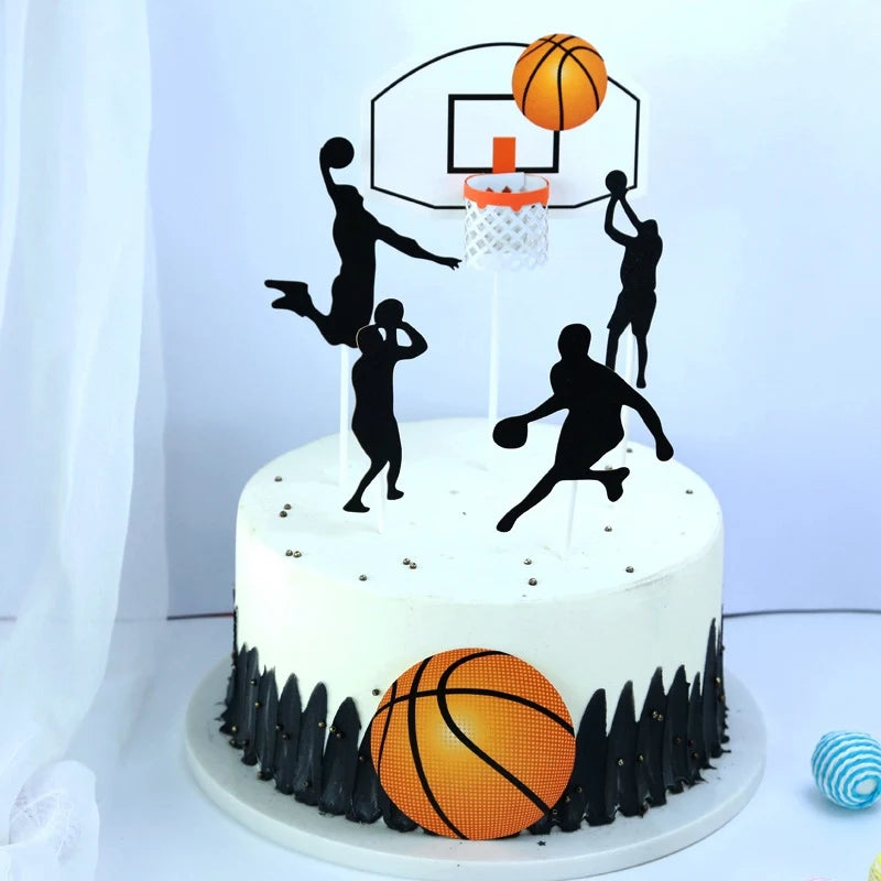 New Football Happy Birthday Cake Topper Theme Basketball Acrylic Cake Topper for Kids Birthday Party Cake Decoration Baby Shower