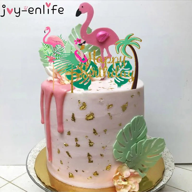 Tropical Leaves Cupcake Toppers Palm Leaf Cake Toppers Summer Parties Jungle Birthday Party Hawaiian Luau Party Cake Decoration