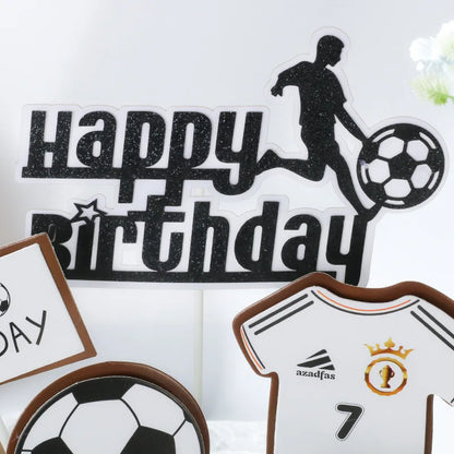 New Football Happy Birthday Cake Topper Theme Basketball Acrylic Cake Topper for Kids Birthday Party Cake Decoration Baby Shower