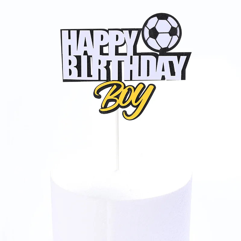 Cake Toppers Glitter DIY Basketball Football Set Cupcake Topper Cake Flags Kids Boys Birthday Wedding Bride Party Baking Decor