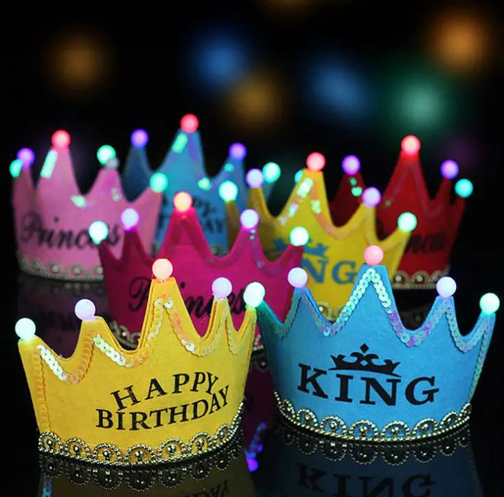 5 Colors Luminous Child Birthday Hat Party Supplies hat prince crown cake led hoop dress up hat Party Festival Decoration SN1765