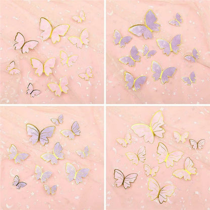 10Pcs Butterfly Cake Toppers Flags DIY Cupcake Topper Kids Girl Happy Birthday Wedding Party Baby Shower Baking Decoration