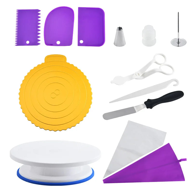 135Pcs Cake Turntable Cake Decorating Tools Kit Rotary Table Baking Tool Nozzle Piping Bag Set Baking Supplies Sets For Kitchen