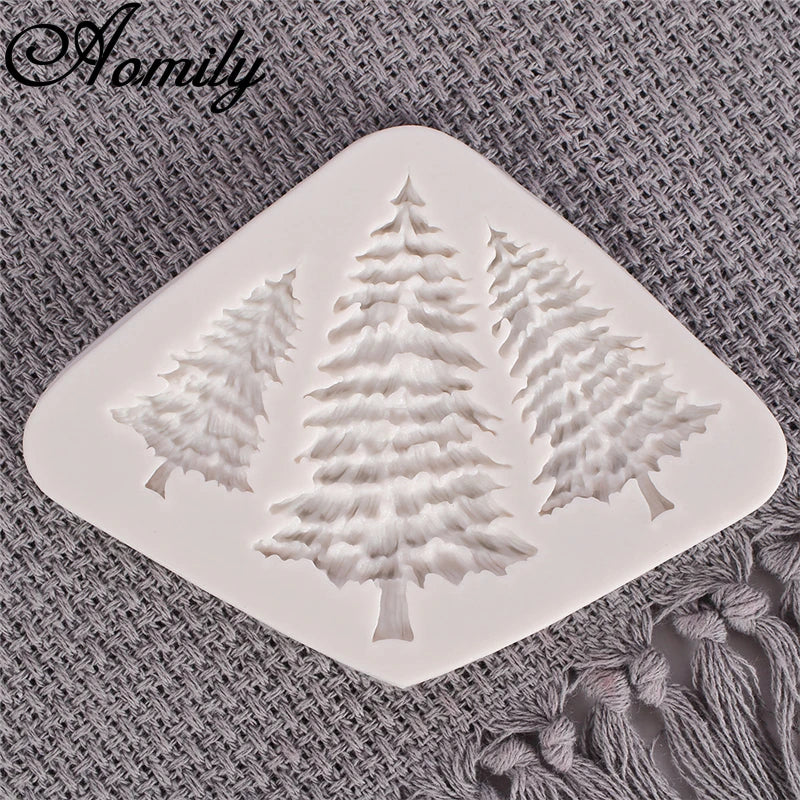 Aomily Chrsitmas Tree Shaped Silicone Molds DIY Christmas Cake Mold Sugar Craft Chocolate Mold Fondant Cake Decorating Tools