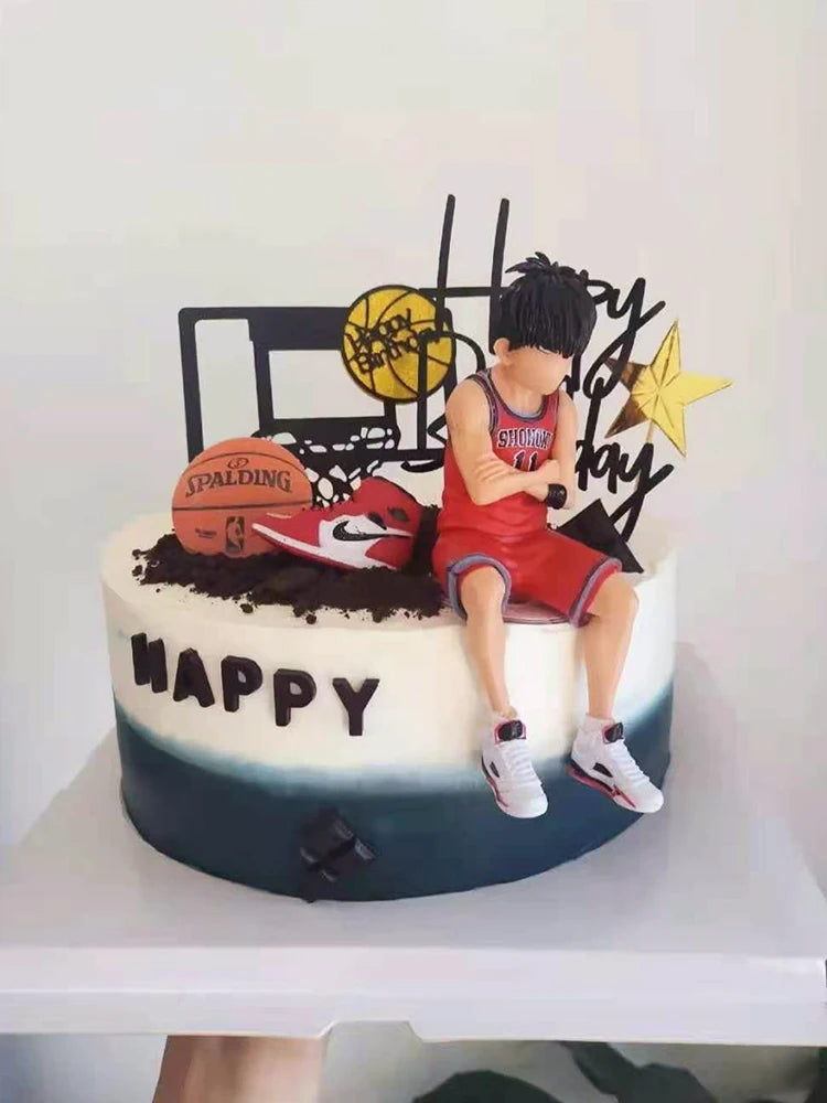 Basketball Theme Happy Birthday Cupcake Topper Cute Sport Fans Cake Topper For Boys Birthday Party Dessert Cake Decorations Gift