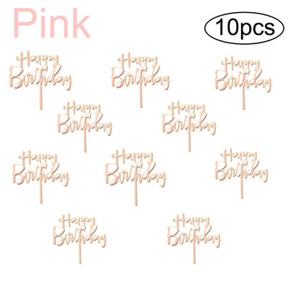 6pcs/Lot Gold Happy Birthday Acrylic Cake Toppers Gold Birhday Cake Topper for Kids Birthday Party Cake Decorations Baby Shower