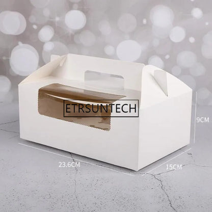 100pcs Paper Cupcake Box With Window 6 Holes Cake Muffin Packing Boxes Wedding Birthday Gift Holder Packaging Supplies