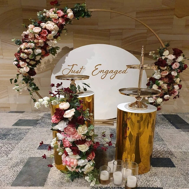 3pcs/set) Wedding supplies mental round pillars mirror sliver/gold  wedding plinths gold pedestal cake stand yudao333