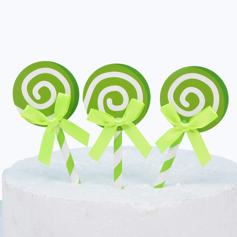 6pcs Birthday Cake Card Lollipop Plug-in Birthday Party Dessert Table Plug-in Decoration Color Card DIY Baking Products