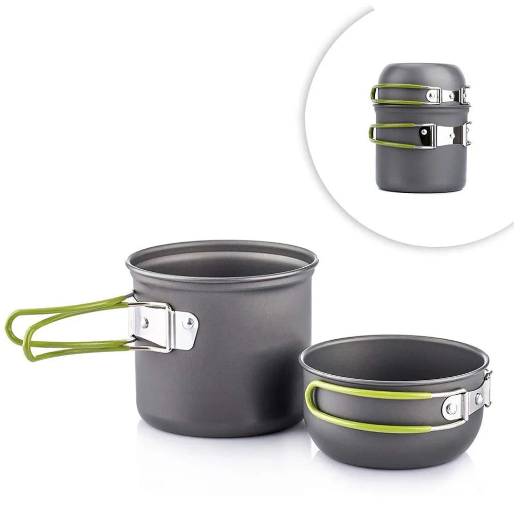 Ultralight Camping Pots Cookware Set Portable Outdoor Cooking Tableware for Hiking Trekking Picnic Fishing Mountaineering
