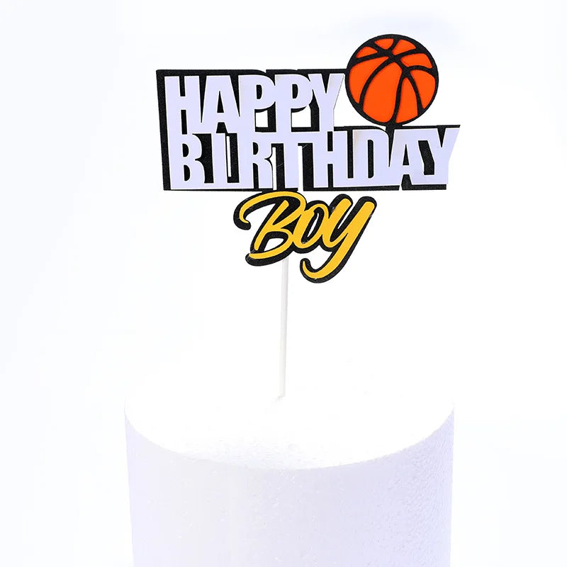 Cake Toppers Glitter DIY Basketball Football Set Cupcake Topper Cake Flags Kids Boys Birthday Wedding Bride Party Baking Decor