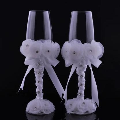 4PcsWedding Supplies Cake Knife,Pie Server Set and Wedding Champagne Glasses Set Bride and Groom Gifts for Wedding Birthday Show