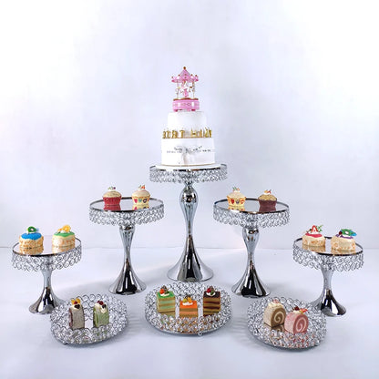 2020  cake stand Wedding Plates Set Metal Round Party Dessert Crystals Cake Stand Cupcake  Stand  Cake Decorating Supplies