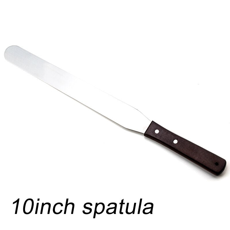 4 6 8 10 inch Spatula Cake Decorating Tools Stainless Steel With Wood Handle Cream Knife Spatula for Cake Smoother Icing