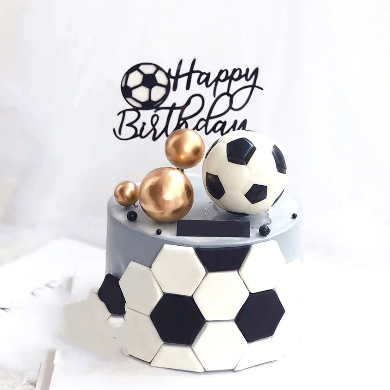 New Football Happy Birthday Cake Topper Theme Basketball Acrylic Cake Topper for Kids Birthday Party Cake Decoration Baby Shower