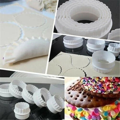 Round Plastic Scalloped Fluted Cookie Pastry Biscuit Cutter Cake Decor Round Bread Cake Slicer Cutter Mold Cake Tools