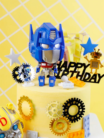 Q Robot Optimus transformers Diy Happy Birthday Cake Topper Cake Topper Supplies for Boys kids Birthday Party Cake Decoration