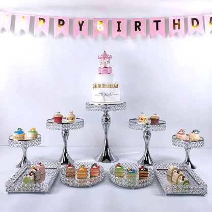 2020  cake stand Wedding Plates Set Metal Round Party Dessert Crystals Cake Stand Cupcake  Stand  Cake Decorating Supplies