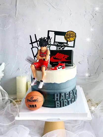 Basketball Theme Happy Birthday Cupcake Topper Cute Sport Fans Cake Topper For Boys Birthday Party Dessert Cake Decorations Gift