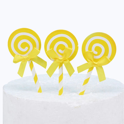 6pcs Birthday Cake Card Lollipop Plug-in Birthday Party Dessert Table Plug-in Decoration Color Card DIY Baking Products