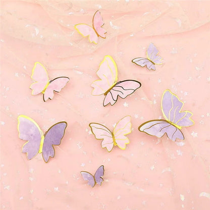 10Pcs Butterfly Cake Toppers Flags DIY Cupcake Topper Kids Girl Happy Birthday Wedding Party Baby Shower Baking Decoration