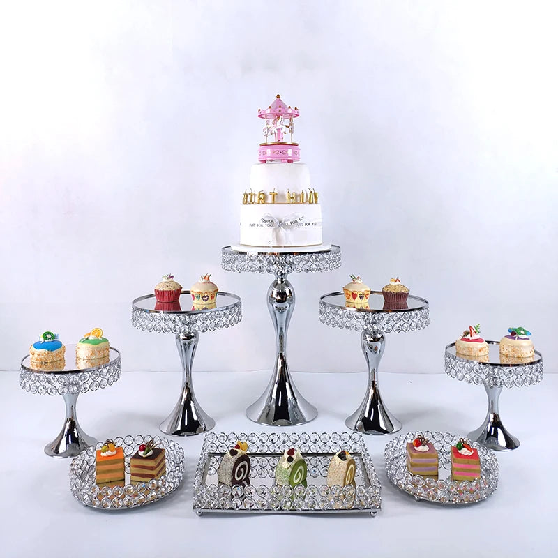 2020  cake stand Wedding Plates Set Metal Round Party Dessert Crystals Cake Stand Cupcake  Stand  Cake Decorating Supplies