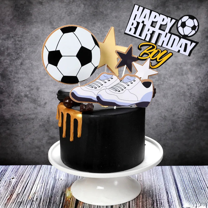 Cake Toppers Glitter DIY Basketball Football Set Cupcake Topper Cake Flags Kids Boys Birthday Wedding Bride Party Baking Decor