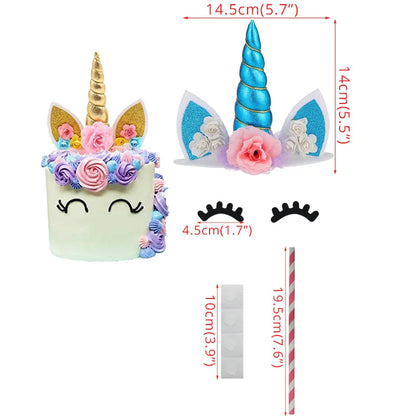 Unicorn Girls Cake Topper Kids 1st Birthday Decor Cloud Rainbow Balloon Cupcake Toppers Baby Shower Christening Cake Decorating