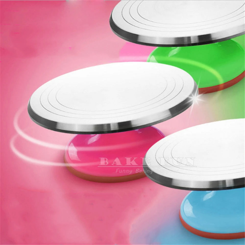 High Quality 31cm Aluminum Alloy Revolving Cake Decorating Table Quiet Turntable Stand DIY Pastry Supplies Color Random
