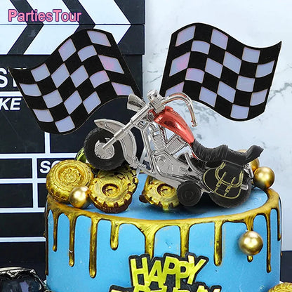 Motorcycle Cake Topper Decorations  Scooter Cupcake Toppers Motorcycle Happy Birthday Cake Topper for Boy Man’s Birthday Party