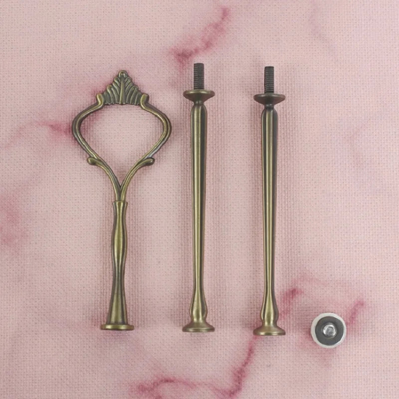 Wholesale Decorating Supply Cake Stand Handle Golden Silver Black White Red Pink Bronze 3-tier Crown Metal Cake Stand Fittings