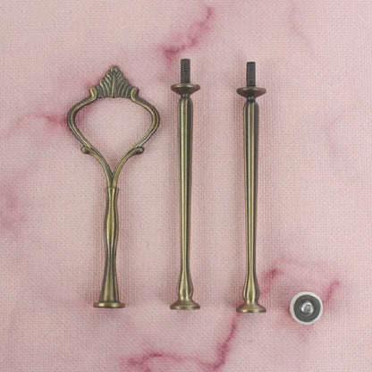 Wholesale Decorating Supply Cake Stand Handle Golden Silver Black White Red Pink Bronze 3-tier Crown Metal Cake Stand Fittings