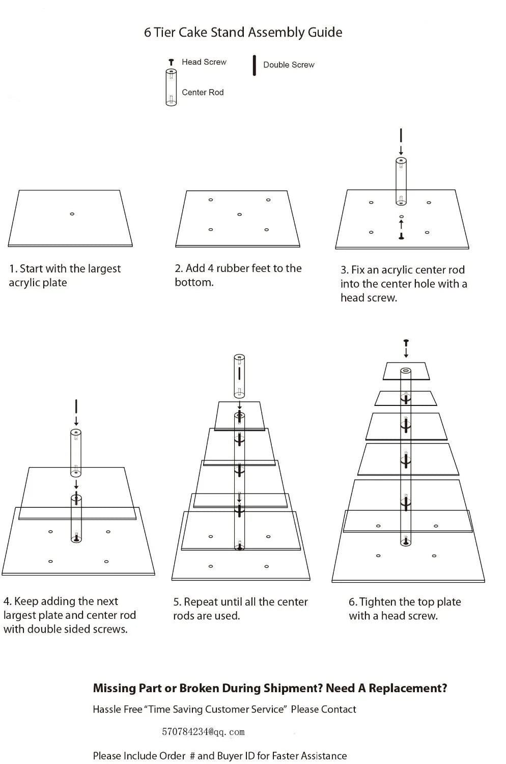 6 Tier Crystal Cake Stand Circle Acrylic square Cake Display Tools Christmas/Wedding/Birthday Party Supply US Stock 12