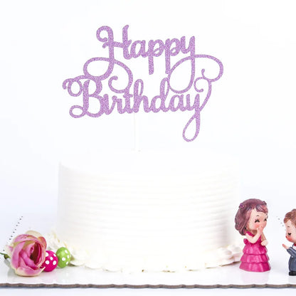 Gold Silver Happy Birthday Party Cake Toppers Decoration for kids birthday party favors Baby Shower Decoration Supplies