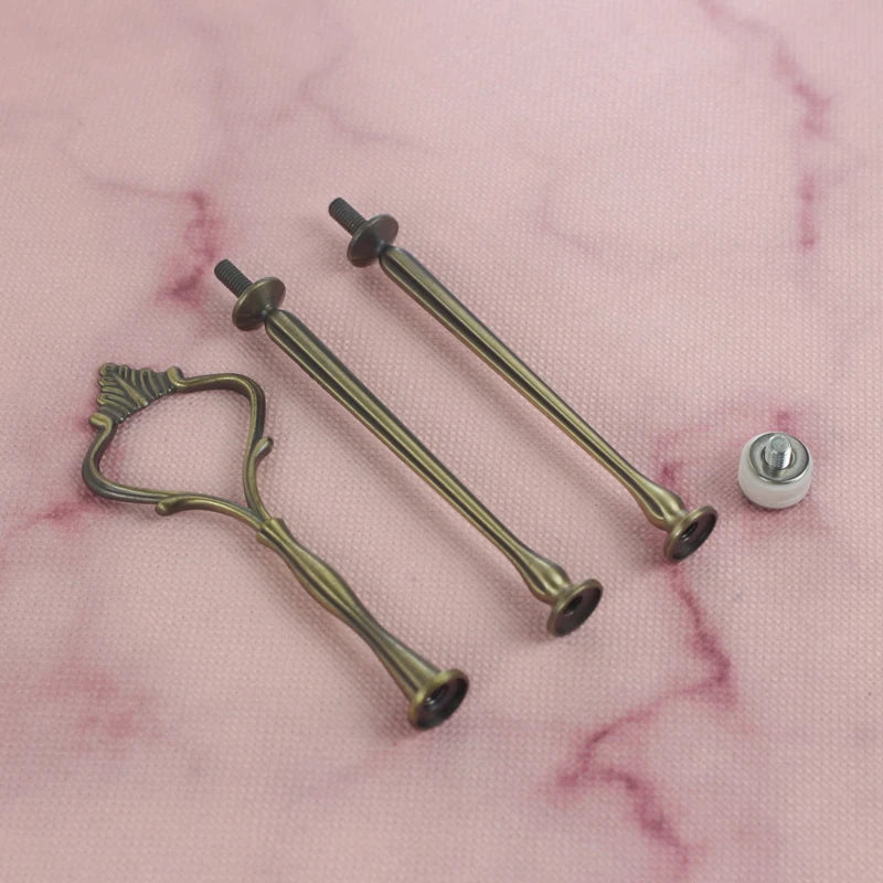 Wholesale Decorating Supply Cake Stand Handle Golden Silver Black White Red Pink Bronze 3-tier Crown Metal Cake Stand Fittings