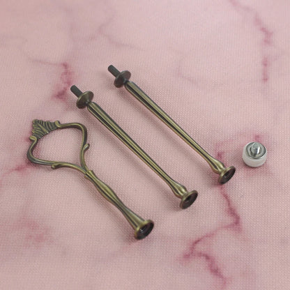 Wholesale Decorating Supply Cake Stand Handle Golden Silver Black White Red Pink Bronze 3-tier Crown Metal Cake Stand Fittings