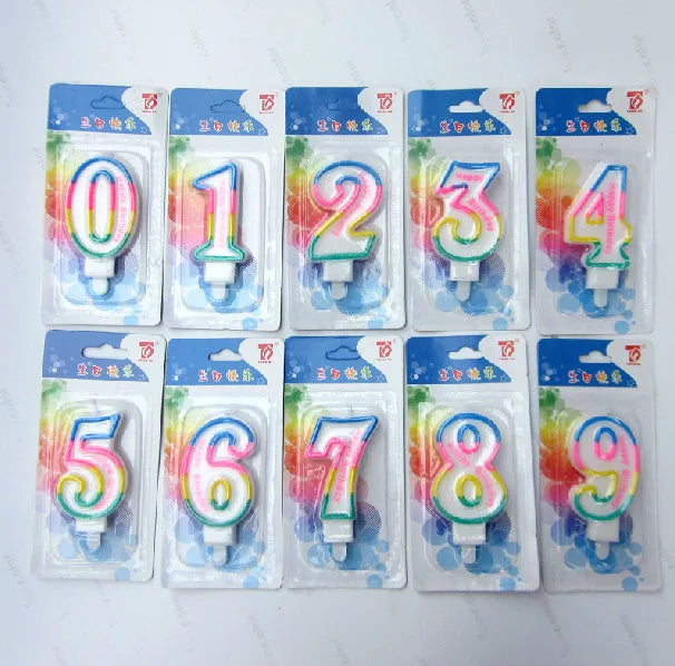 50pcs/lot 7.5CM 0-9 Big Number Birthday Art Candles Wedding Anniversary Birthday Party Cake Decors Colorful Party Supplies