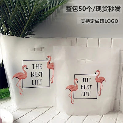 50PCS Plastic tote large size Product packaging bag Baked Dessert Shopping Gift Bag large size Clothing large plastic bag