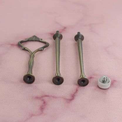 Wholesale Decorating Supply Cake Stand Handle Golden Silver Black White Red Pink Bronze 3-tier Crown Metal Cake Stand Fittings